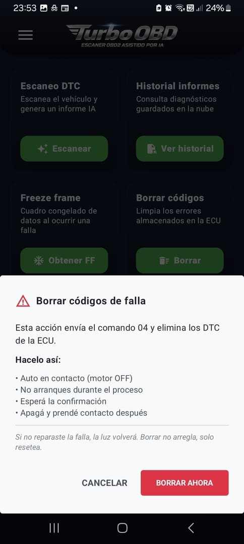 Historial de reportes guardados